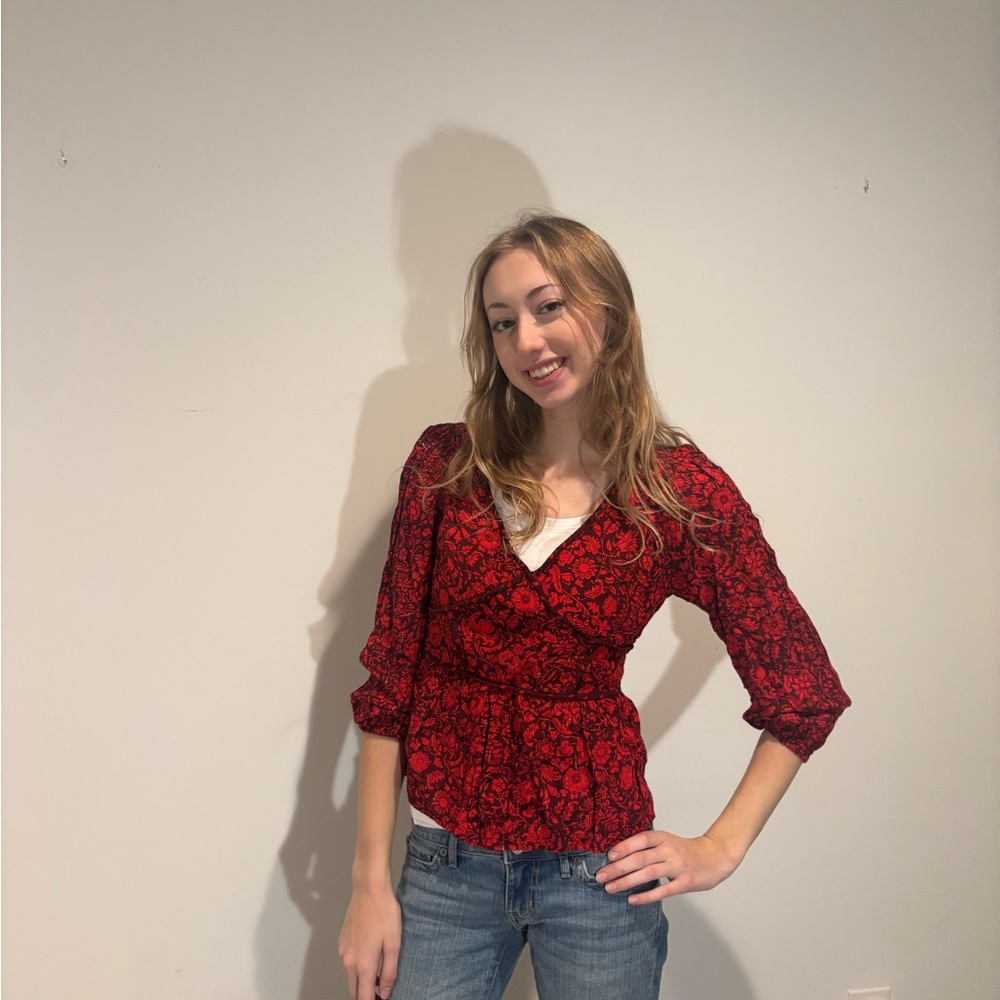 Knox Rose Red Floral Blouse